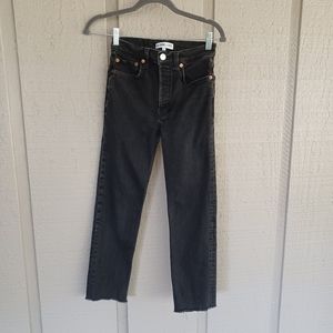 Re/Done Stovepipe Jeans Size 26 Frayed Hems  Button Fly Cotton Blend Women